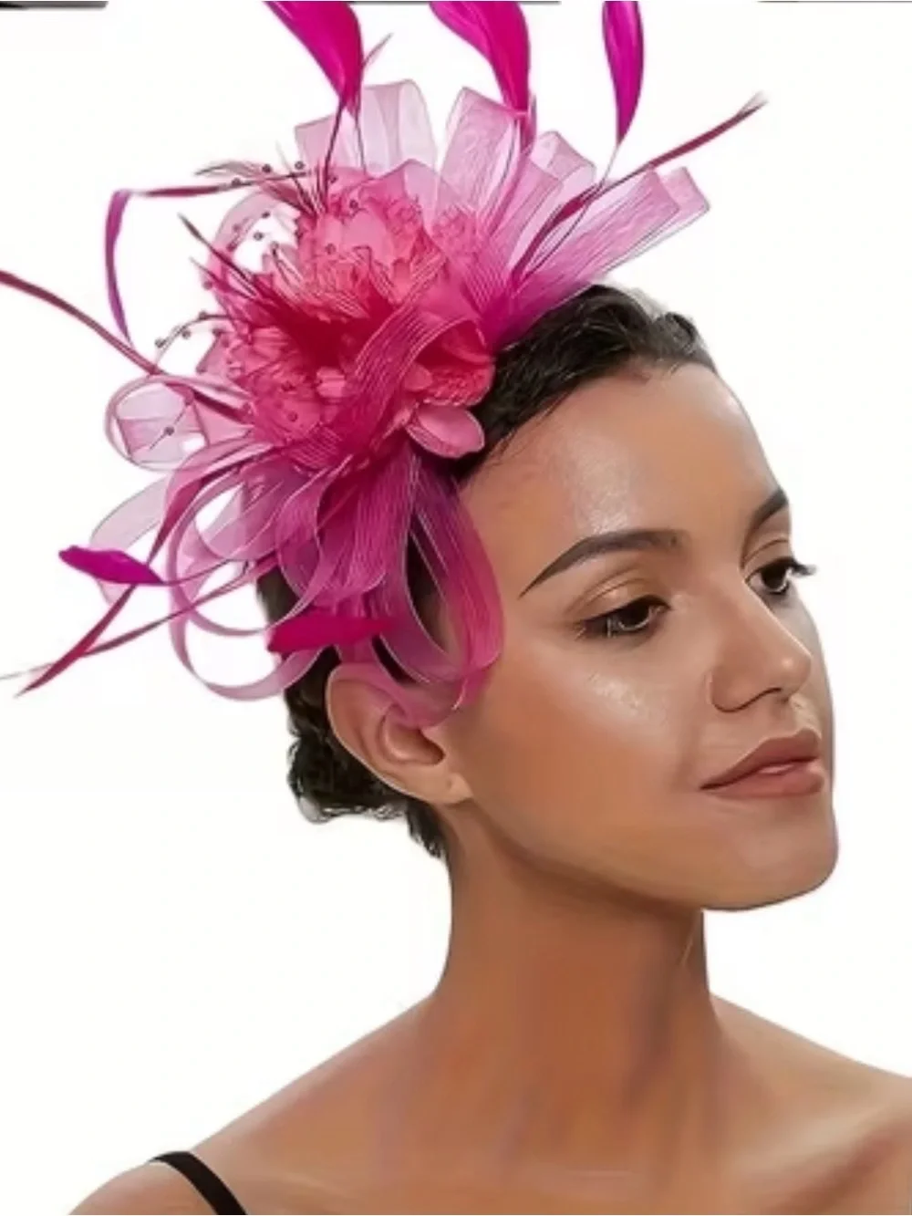 Women's Rose Pink Floral Fascinator Headpiece with headband